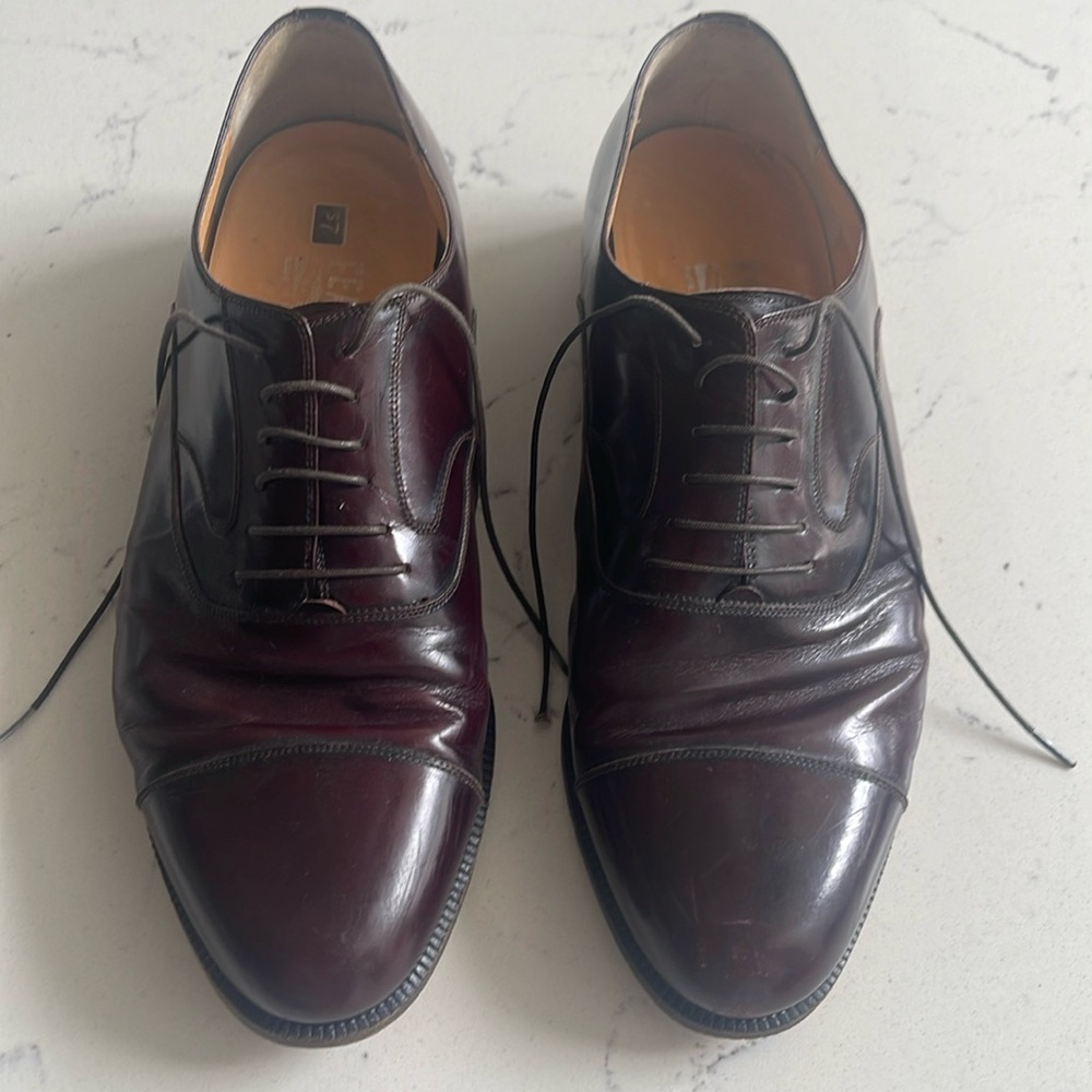 SALVATORE FERRAGAMO-MENS BROWN LEATHER SHOES- SIZE 8.5